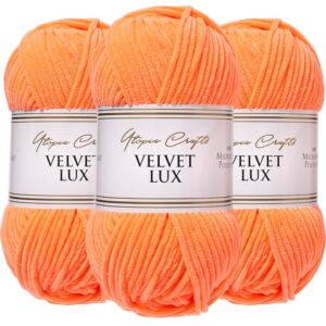 Utopia Crafts Velvet Lux Chenille Super Soft Chunky Yarn for Knitting and Crochet