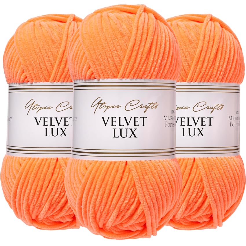 Utopia Crafts Velvet Lux Chenille Super Soft Chunky Yarn for Knitting and Crochet
