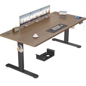 TRIUMPHKEY Scrivania Elettrica 180x80 cm Noce+Nero con Pannello Smart