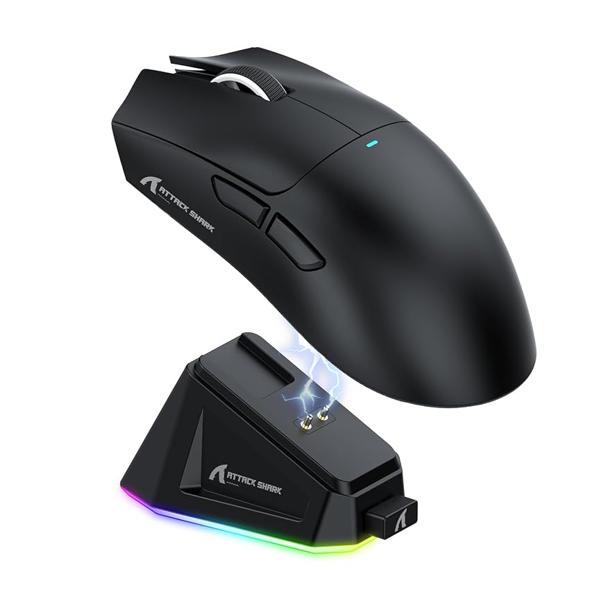 ATTACK SHARK X11 Gaming Mouse with Magnetic Charging Dock