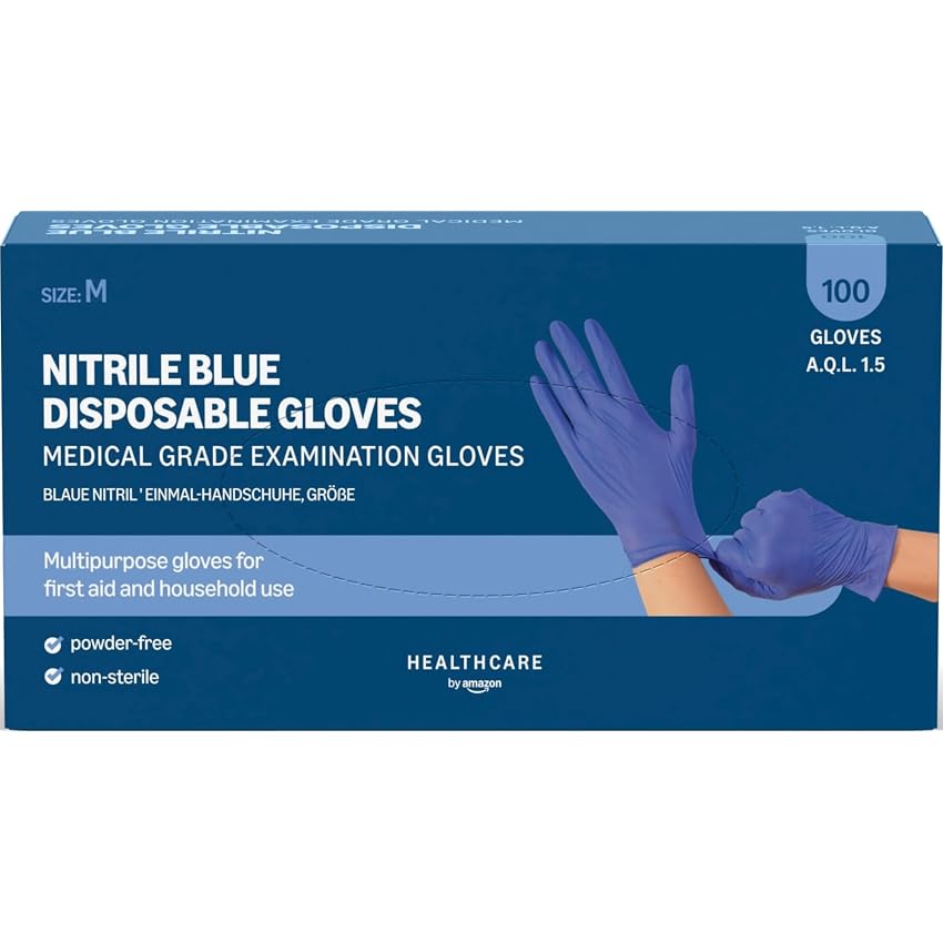 Amazon Basic Care Guanti monouso blu in nitrile