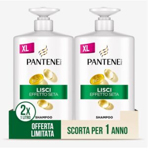 Pantene Pro-V Shampoo Lisci Effetto Seta per Capelli Crespi/Opachi 2x1000ml