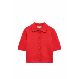 Marks & Spencer Cardigan Corto Testurizzato in Misto Cotone da Donna Rosso