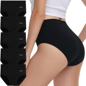 IceReco Mutande Vita Alta Donna Cotone Slip Intimo Mutandine Negro XXL