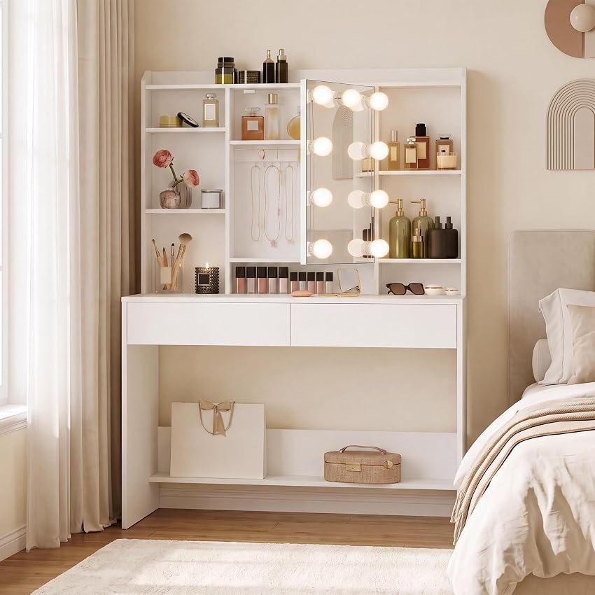 VASAGLE Collezione KAILYN - Toeletta con 9 Luci LED