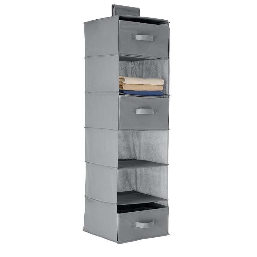 Amazon Basics Scaffale da appendere nell’armadio con 3 cassetti removibili