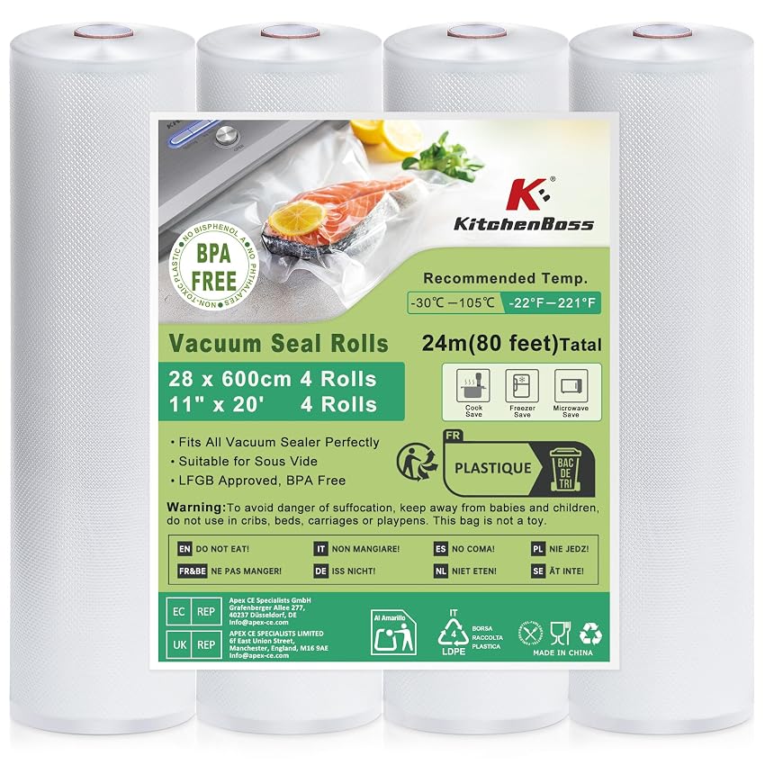 KitchenBoss Rotoli Sottovuoto per Alimenti 28 x 600 cm