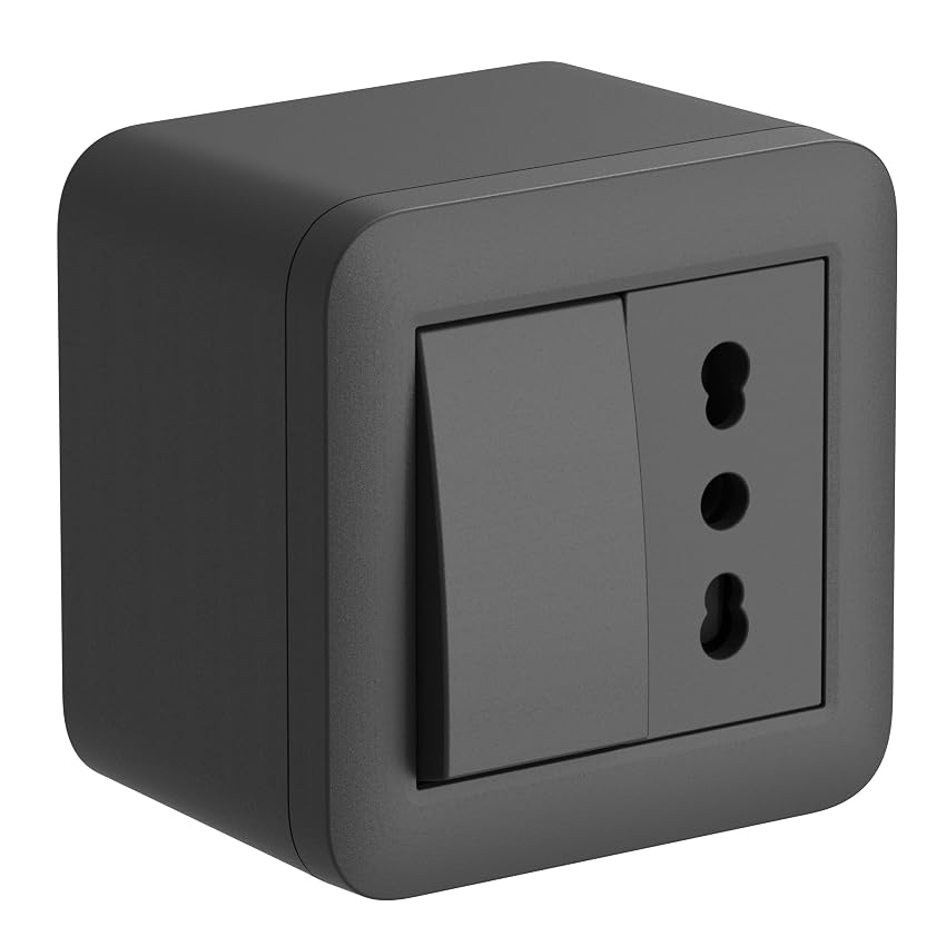 Electraline 60480 contenitore da superficie con presa bivalente e interruttore/deviatore FIXA