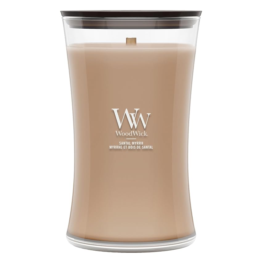 WoodWick Candela profumata | Candela a clessidra grande | Santal Myrrh | Regali perfetti per donne