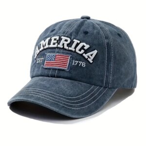Berretto da baseball ricamato con bandiera vintage USA - Lettering audace