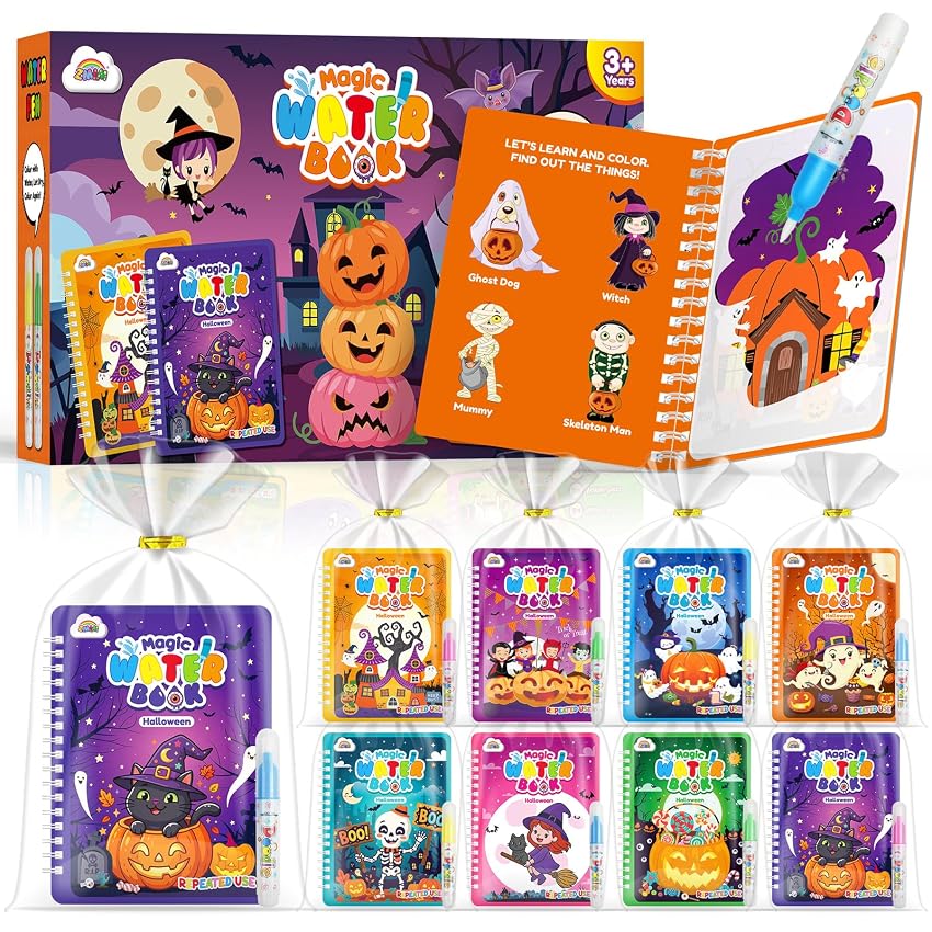 ZMLM Libri Colorare con acqua gadget compleanno bambini (Halloween)