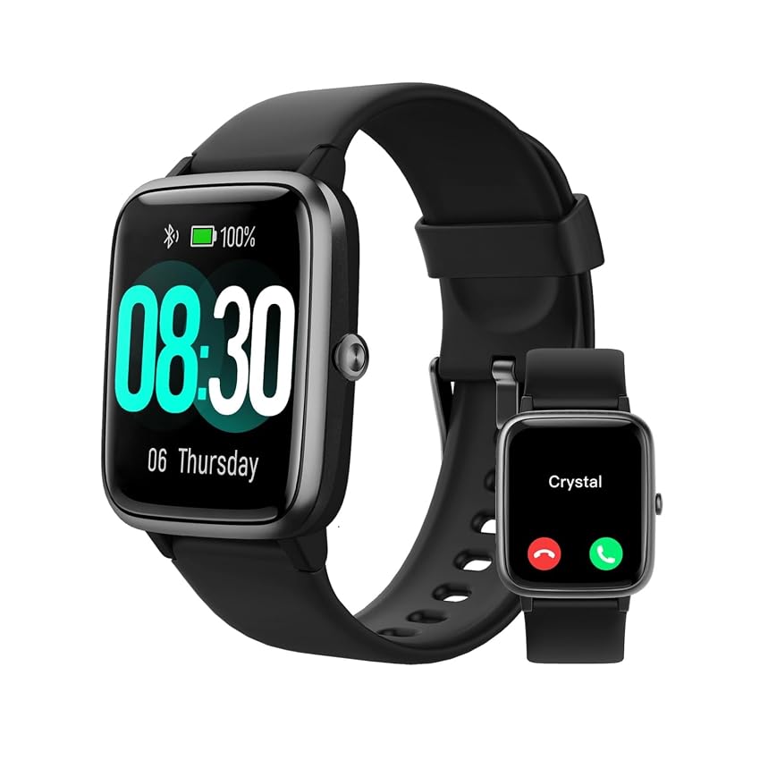 GRV Smartwatch Uomo Donna Chiamate Bluetooth per Android iOS Nero