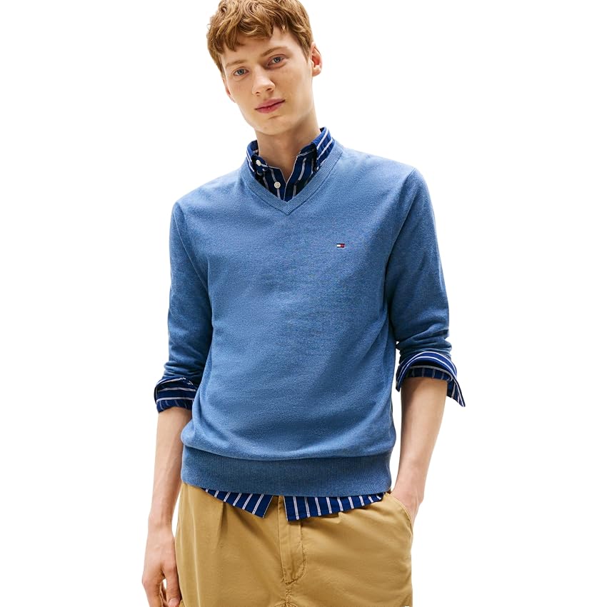 Tommy Hilfiger Uomo Pullover Essential Cotton Scollo a V