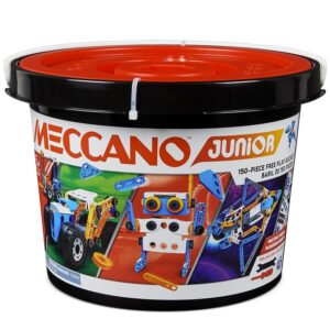 BANDAI - Meccano Junior Barile 150 pezzi - Kit di Costruzione 5 Modelli