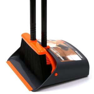 TreeLen Brush and Dustpan Set with 52" Long Handle for Home Kitchen Room Office Lobby