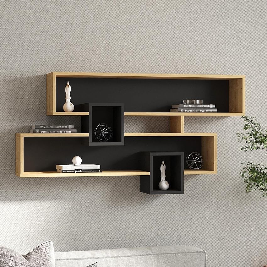 Dmora Mensola Kamona 120x22x72h cm Marrone Rovere 4 Ripiani Colore Struttura Nero