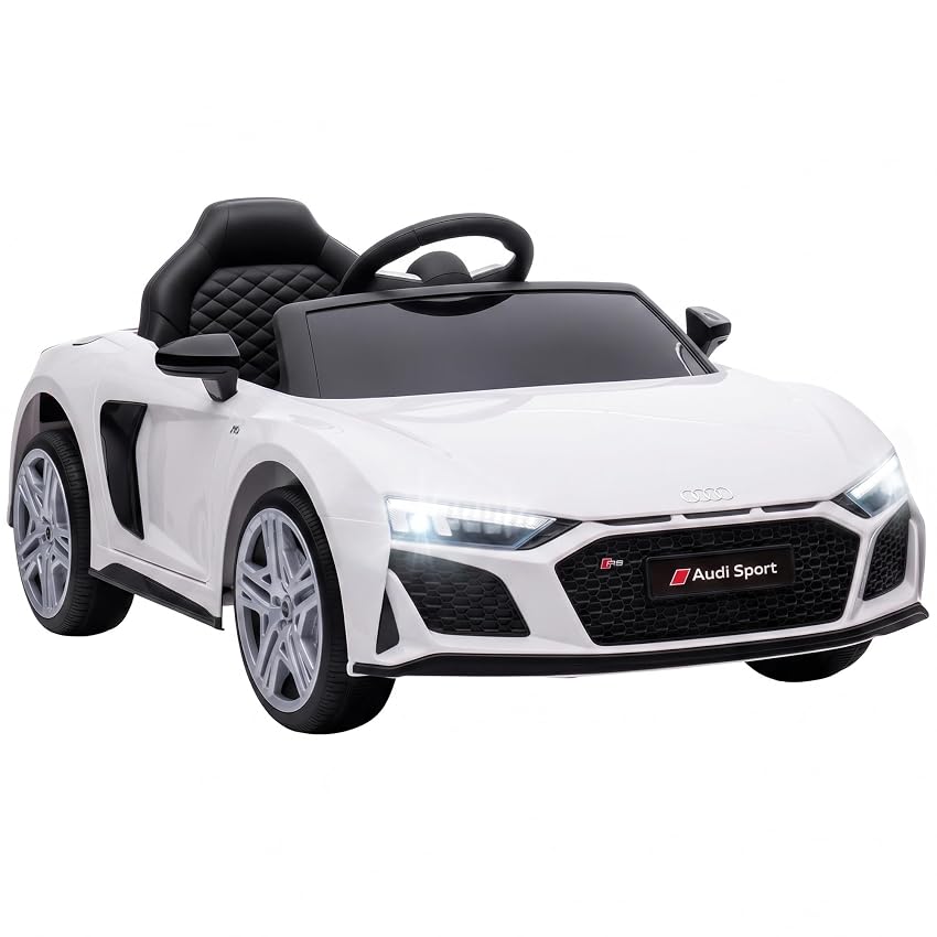 AIYAPLAY Macchina Elettrica per Bambini 3-6 Anni 12V Audi R8 Spyder Bianco