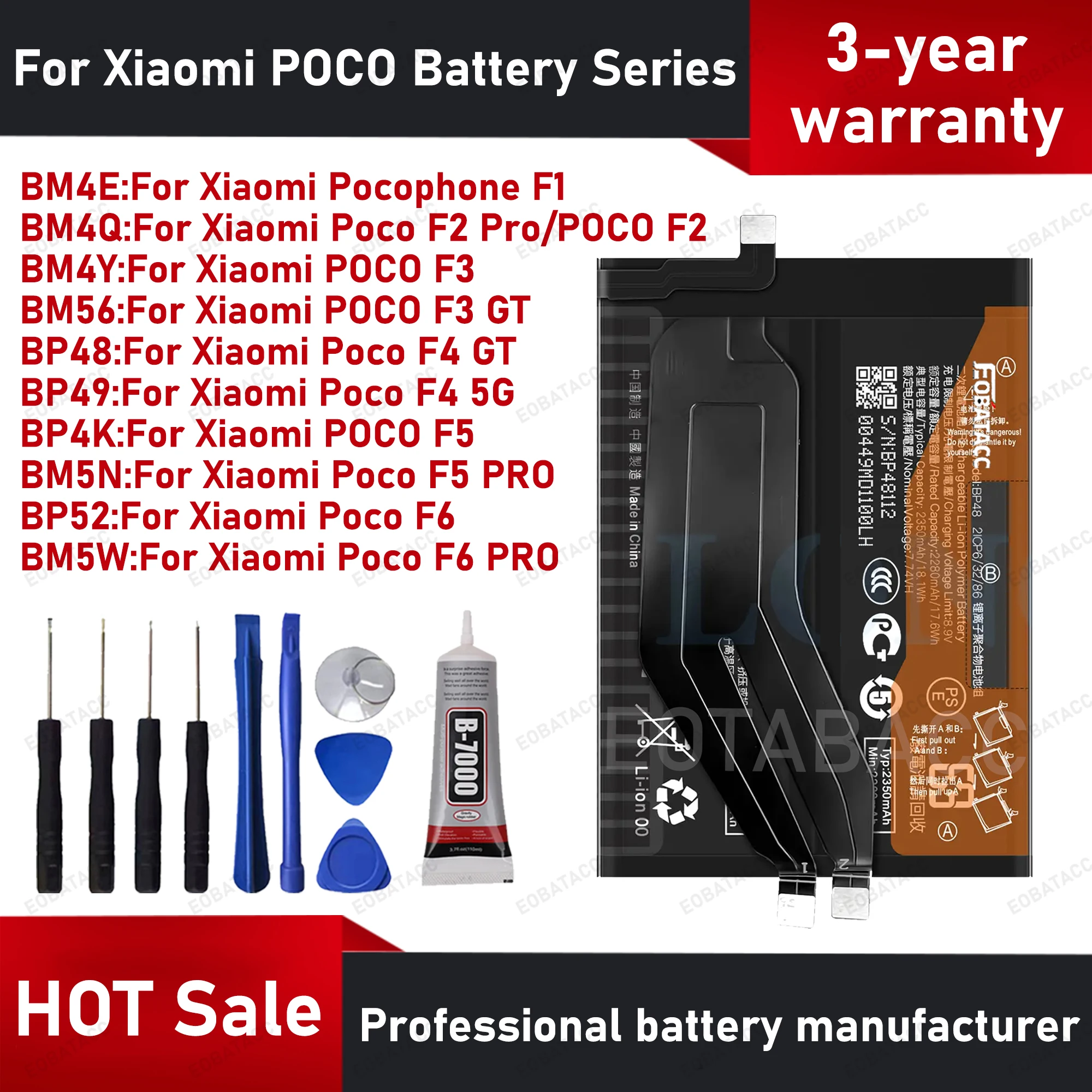 Nuova Batteria BP4K 2026 per Xiaomi Poco F1/F2/F3/F5 PRO/F4 GT/F4 5G/F6 PRO/Poco F5
