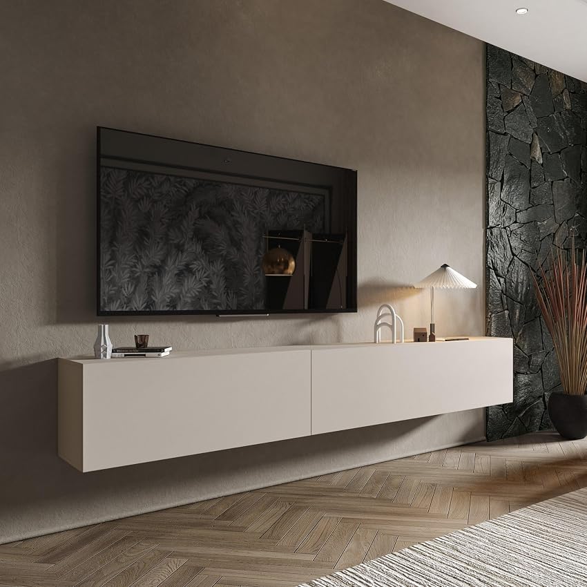 Dmora Parete Attrezzata Ceramm Beige Modulabile 2 Ripiani
