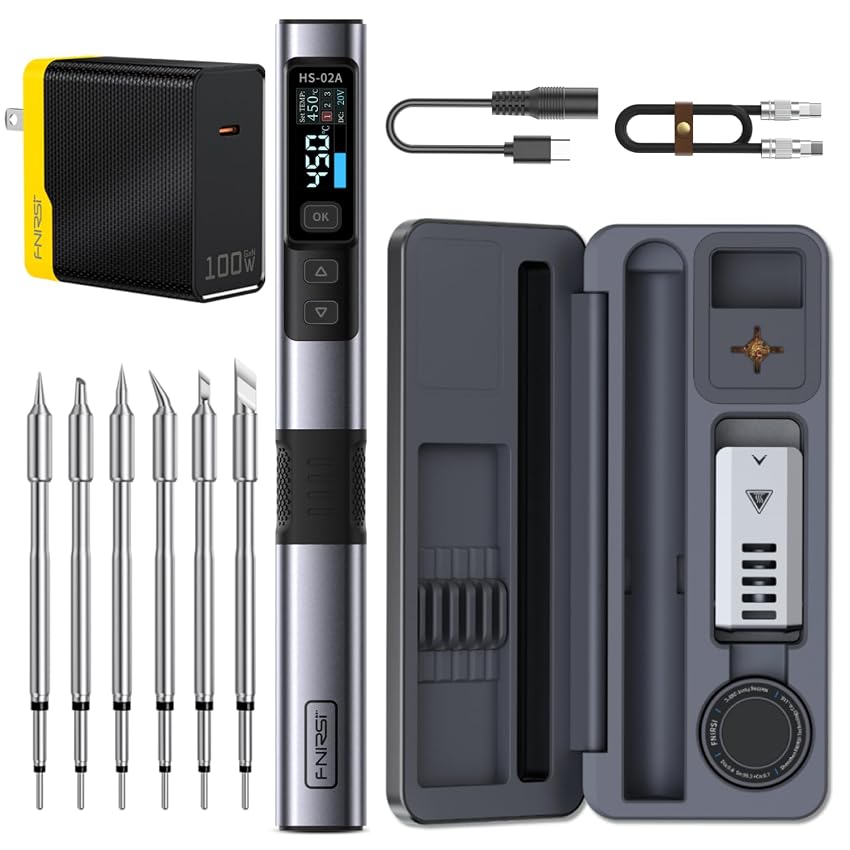 FNIRSI HS-02A 100W Kit saldatore portatile con cavo con custodia