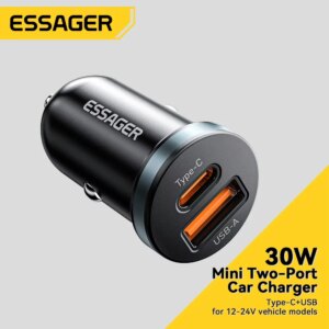Essager 30W USB Caricabatteria da auto Ricarica rapida 4.0 3.0 FCP SCP USB PD per