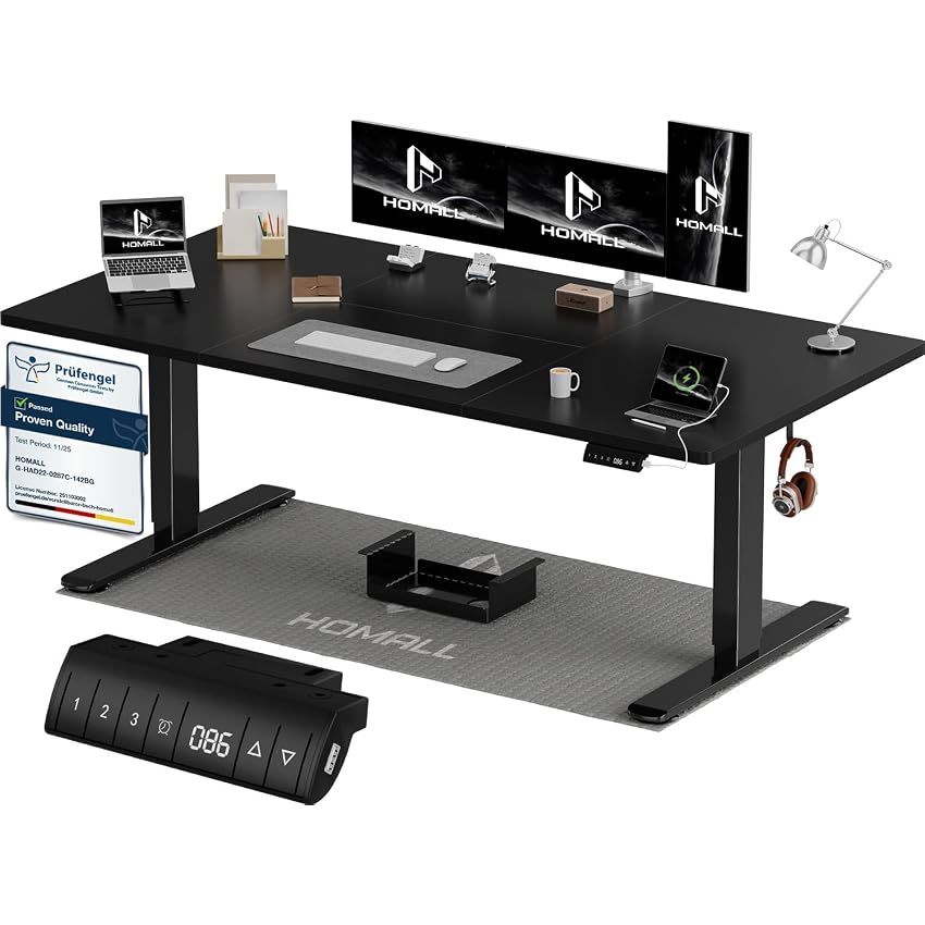 Homall Scrivania Regolabile in Altezza 180 x 80 cm con Porta USB