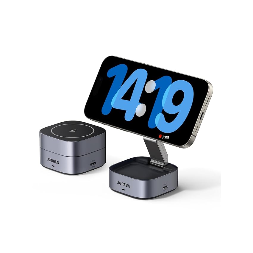 UGREEN MagFlow 2 in 1 MagSafe Caricatore Wireless Magnetico