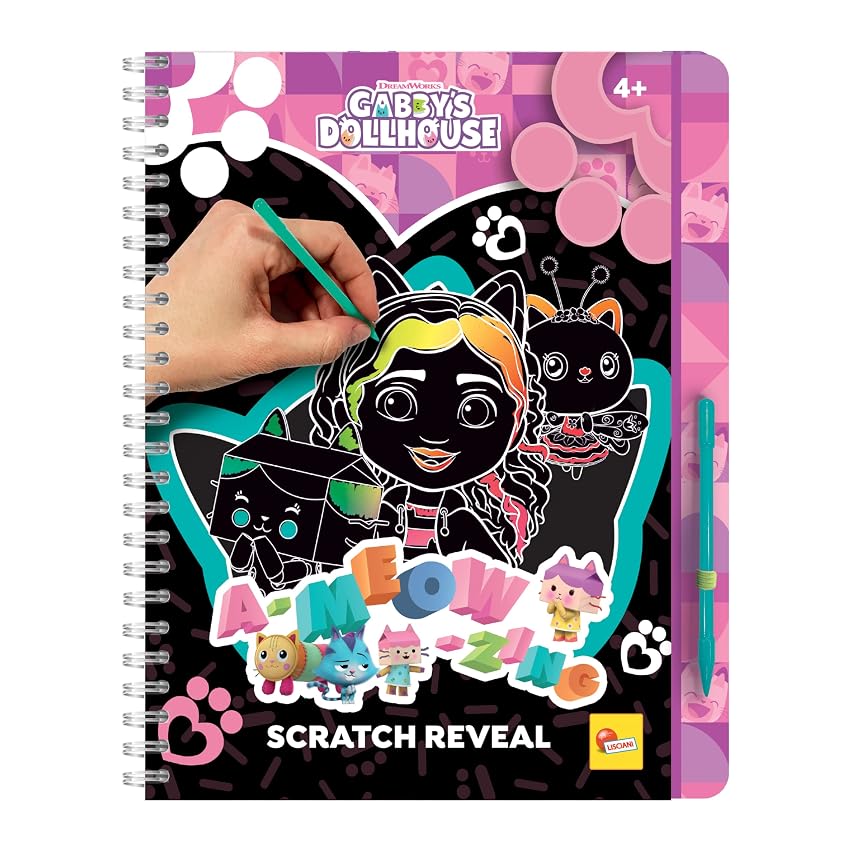 Lisciani - GABBY'S Dollhouse - A-Meow-ZING Blocco Gratta per Bambini dai 4 Anni