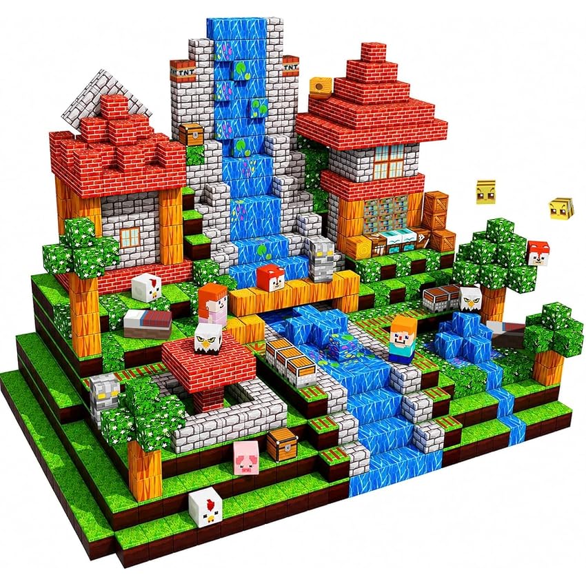 Costruzioni Magnetiche per Bambini 200PCS - Blocchi Magnetici Tema Prateria