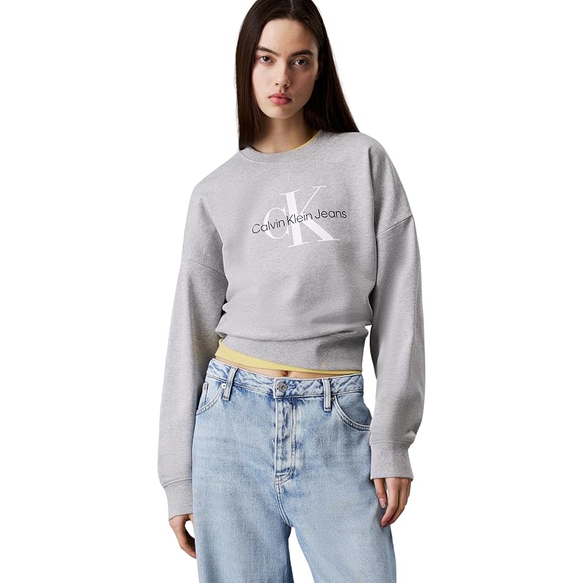 Calvin Klein Donna Felpa Monologo French Terry con Scollo Rotondo