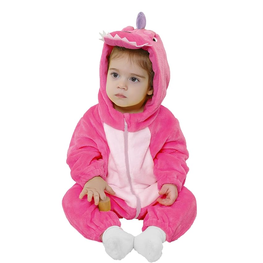 LOLANTA Costume Dinosauro con Cappuccio Flanella Bimbi Travestimento Halloween Animale