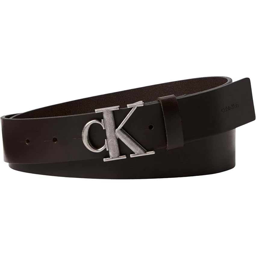 Calvin Klein Uomo Cintura Buckle Smooth con Fibbia con Monogramma
