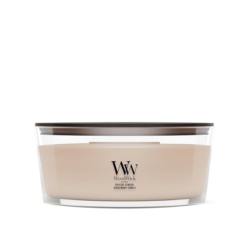 WoodWick Candela profumata Ellispe con stoppino crepitante | Crystal Ginger | Durata